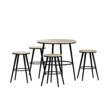 טען את התמונה לגלריה , החבילה המושלמת: שולחן בר עגול ו-4 כיסאות בר במראה עץ ומתכת מודרני בשני צבעים לבחירה
