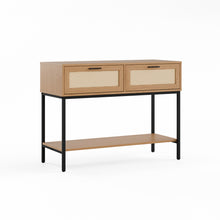 טען את התמונה לגלריה , קונסולת כניסה מעוצבת בסגנון ראטן צבע אלון