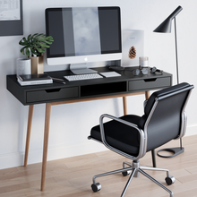 טען את התמונה לגלריה , שולחן מחשב בעל שתי מגירות נשלפות ותא אחסון במראה מודרני