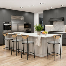 טען את התמונה לגלריה , רביעית כיסאות בר מרופדים באפור