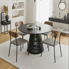 טען את התמונה לגלריה , רביעית כיסאות פינת אוכל יוקרתיים מרופדים ובעלי גב בגוון אגוז - בצבע אפור