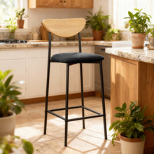 טען את התמונה לגלריה , כיסא בר מרופד בשחור