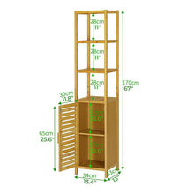 טען את התמונה לגלריה , ארונית אחסון מבמבוק עם מדפי אחסון ותא אחסון גדול - מידות