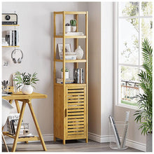 טען את התמונה לגלריה , ארונית אחסון מבמבוק עם מדפי אחסון ותא אחסון גדול