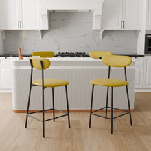 טען את התמונה לגלריה , כיסאות בר מודרנים עם מושב דמוי עור חרדל