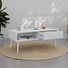טען את התמונה לגלריה , שולחן סלון בעיצוב סקנדינבי בצבע לבן מגירה פתוחה