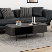 טען את התמונה לגלריה , שולחן סלון מהודר בצבע שחור מצב פתוח