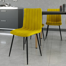 טען את התמונה לגלריה , 6 כיסאות לפינת אוכל בריפוד קטיפה יוקרתי ורגלי מתכת - במגוון צבעים