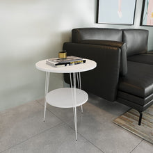 טען את התמונה לגלריה , שולחן צד לסלון מודרני בעל שני מדפים ורגלי מתכת מעוצבות