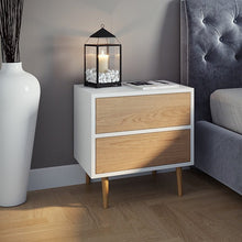 טען את התמונה לגלריה , שידת צד לבן עם מגירות אלון