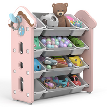טען את התמונה לגלריה , ארגונית צעצועים מודולארית 4 קומות כולל 12 קופסאות אחסון