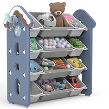 טען את התמונה לגלריה , ארגונית צעצועים מודולארית 4 קומות כולל 12 קופסאות אחסון