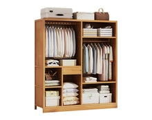 טען את התמונה לגלריה , ארון אחסון עשוי במבוק המשלב 7 תאי אחסון ותלייה בגדלים שונים