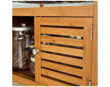 טען את התמונה לגלריה , עגלת בוצר למטבח עשויה מעץ במבוק חזק כולל משטח בוצר