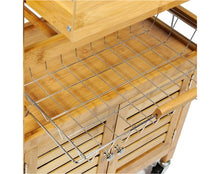 טען את התמונה לגלריה , עגלת בוצר למטבח עשויה מעץ במבוק חזק כולל משטח בוצר