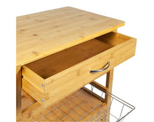 טען את התמונה לגלריה , עגלת בוצר למטבח עשויה מעץ במבוק חזק כולל משטח בוצר