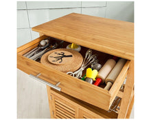 טען את התמונה לגלריה , עגלת בוצר למטבח עשויה מעץ במבוק חזק כולל משטח בוצר