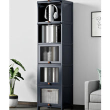 טען את התמונה לגלריה , יחידת אחסון מעץ במבוק איכותי המשלבת 5 תאי אחסון משולבים דלתות