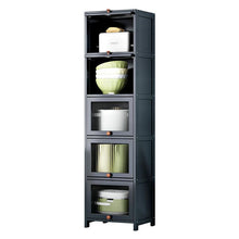 טען את התמונה לגלריה , יחידת אחסון מעץ במבוק איכותי המשלבת 5 תאי אחסון משולבים דלתות