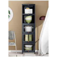 טען את התמונה לגלריה , יחידת אחסון מעץ במבוק איכותי המשלבת 5 תאי אחסון משולבים דלתות