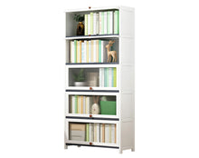 טען את התמונה לגלריה , יחידת אחסון 5 תאים מעץ במבוק עם דלתות שקופות לאחסון ספרים ודברי נוי