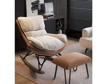 טען את התמונה לגלריה , כורסת נדנדה המשלב ריפוד עבה מפנק, רגלי נדנוד מעץ והדום תואם