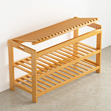 טען את התמונה לגלריה , הדום ישיבה מעץ במבוק איכותי באורך 80 ס"מ המשלב אחסון לנעליים