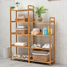 טען את התמונה לגלריה , כוננית רב שימושית 5 מדפים מבמבוק