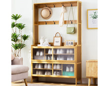 טען את התמונה לגלריה , יחידת כניסה מבמבוק J3A המשלבת תלייה ומידוף לנעליים