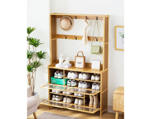 טען את התמונה לגלריה , יחידת כניסה מבמבוק J3A המשלבת תלייה ומידוף לנעליים