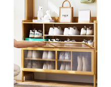 טען את התמונה לגלריה , יחידת כניסה מבמבוק J3A המשלבת תלייה ומידוף לנעליים