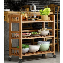 טען את התמונה לגלריה , עגלת בוצר למטבח Opee עשויה במבוק, בעלת מגוון פתרונות אחסון ומשטח בוצר