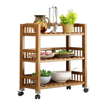 טען את התמונה לגלריה , עגלת בוצר למטבח Opee עשויה במבוק, בעלת מגוון פתרונות אחסון ומשטח בוצר