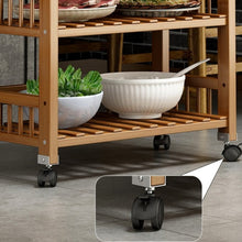 טען את התמונה לגלריה , עגלת בוצר למטבח Opee עשויה במבוק, בעלת מגוון פתרונות אחסון ומשטח בוצר