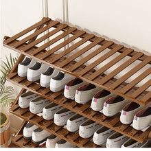 טען את התמונה לגלריה , יחידת אחסון נעליים מתקפלת Ajuda עשויה במבוק המשלבת 6 מדפי אחסון ותצוגה