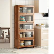 טען את התמונה לגלריה , יחידת אחסון 5 תאים מבמבוק LaPaz משולבת דלתות שקופות