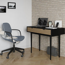 טען את התמונה לגלריה , שולחן מחשב במראה מודרני ויוקרתי בגימור חלק מט עם פסי עץ אורן