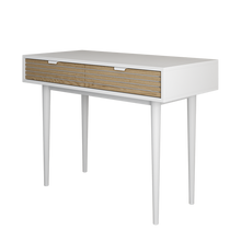 טען את התמונה לגלריה , שולחן מחשב במראה מודרני ויוקרתי בגימור חלק מט עם פסי עץ אורן