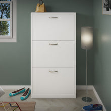 טען את התמונה לגלריה , ארון נעליים בעל שלושה תאים בצבע לבן