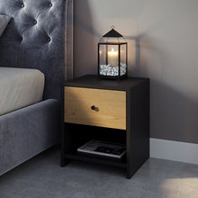 טען את התמונה לגלריה , שידה בצבע שחור מגירה בצבע אלון