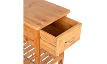 טען את התמונה לגלריה , עגלת בוצר למטבח B-GAM עשויה במבוק, משלבת 3 מדפי אחסון