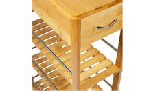 טען את התמונה לגלריה , עגלת בוצר למטבח B-GAM עשויה במבוק, משלבת 3 מדפי אחסון