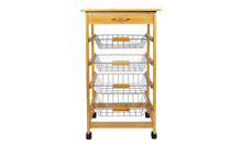 טען את התמונה לגלריה , עגלת בוצר VIK עשויה במבוק, משלבת 4 מגירות ברזל ומשטח בוצר