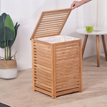 טען את התמונה לגלריה , סל כביסה עשוי כולו במבוק חזק ועמיד מתאים לחדר הרחצה