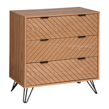 טען את התמונה לגלריה , שידת 3 מגירות יוקרתית מעץ ורגלי ברזל
