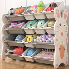 טען את התמונה לגלריה , ארגונית משחקים ארנב או פרה - בעלת 4 קומות המשלבת 14 קופסאות אחסון