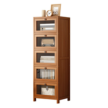 טען את התמונה לגלריה , כוננית אחסון מבמבוק המשלבת 5 מגירות עם חלון תצוגה PVC