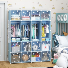 טען את התמונה לגלריה , ארון אחסון מודולרי לילדים עם 4 תאי תלייה ו-12 תאי אחסון