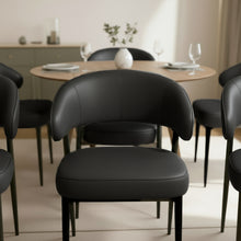 טען את התמונה לגלריה , כיסא פינת אוכל עם משענת בגימור דמוי עור יוקרתי שחור
