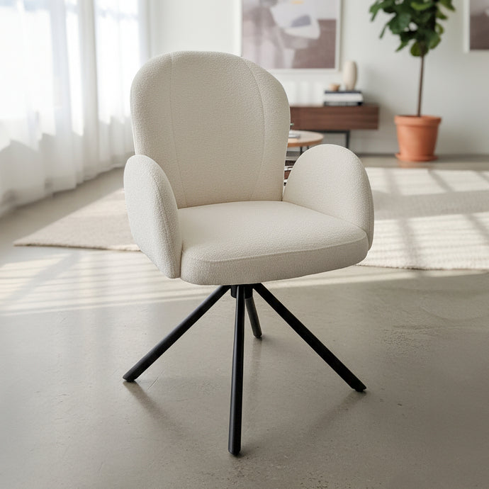 כיסא פינת אוכל מסתובב בצבע לבן שמנת